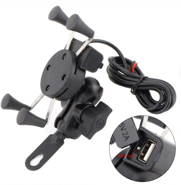 X Type Motorcycle Phone Holder with USB Phone Charger advstore.pk