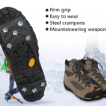 Pair of Full Shoes Grip 8 Snow Crampons Anti-Slip Ice Hiking Spikes (Winter Gear)